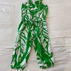 Lilly Pulitzer for Target Green and White Tropical Jumpsuit 2T romper